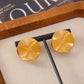 Flat Round Pleated Earrings [304 Stainless Steel,18K Gold Plated]