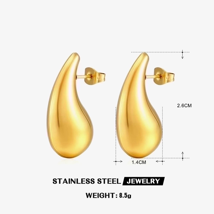 Water Droplets Stud Earrings [304 Stainless Steel,18K Gold Plated]