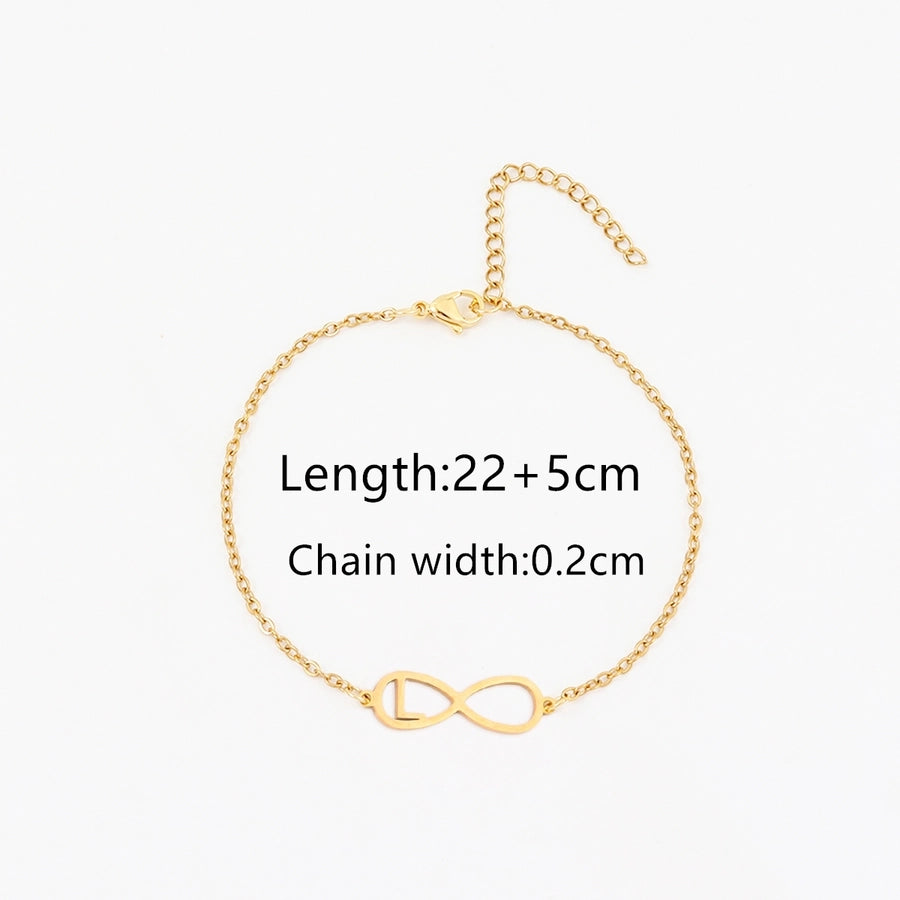 Letter Infinity Anklet [201,304 Stainless Steel, 18K Gold Plated]