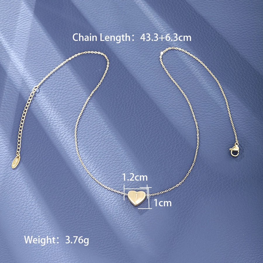 Letter Heart Shape Necklace [304 Stainless Steel,18K Gold Plated]