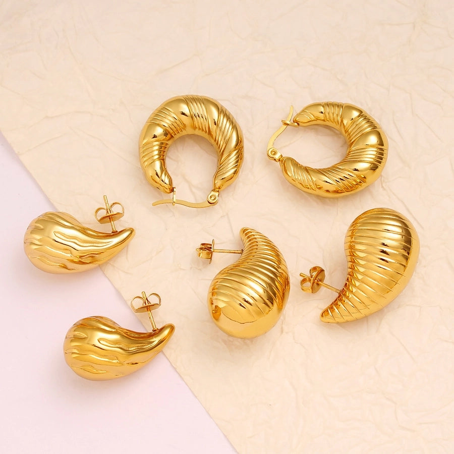 Pendientes de gotas de agua [304 acero inoxidable, 18k dorado chapado]