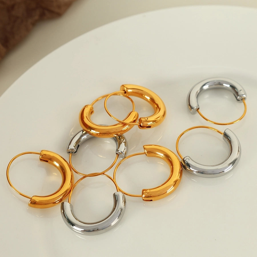 Semicircle Hoop Earrings [304 Stainless Steel,18K Gold Plated]