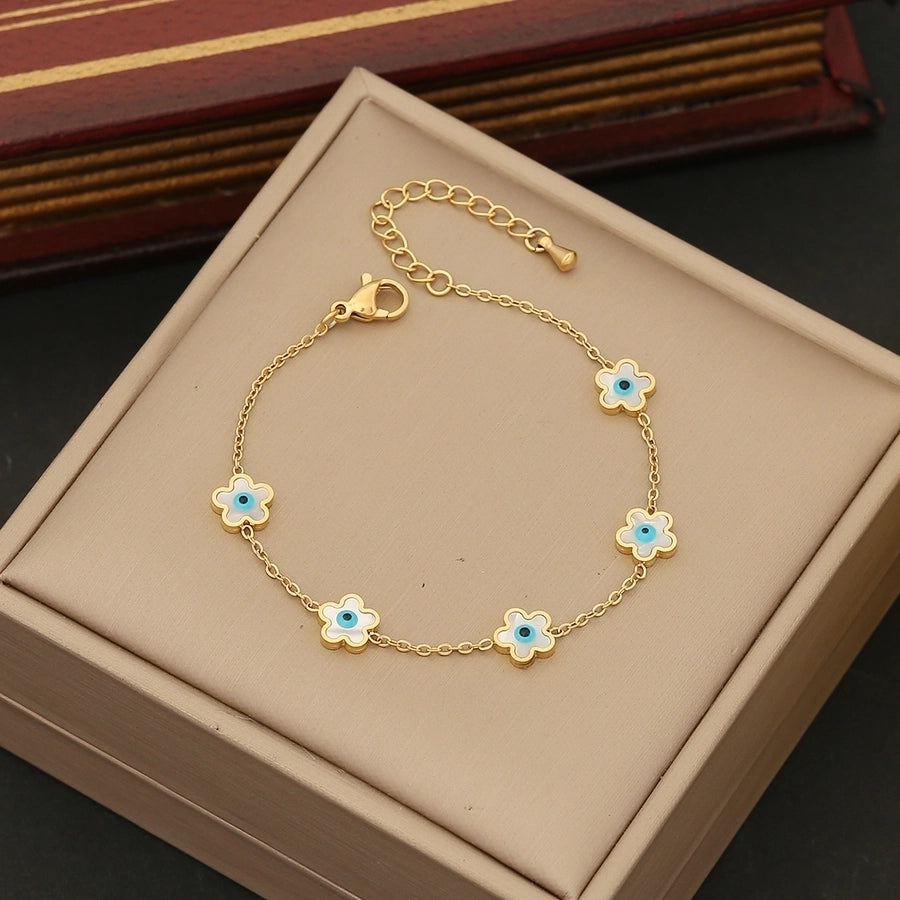 Star/Flower Eye Bracelets [304 Stainless Steel, 18K Gold Plated]