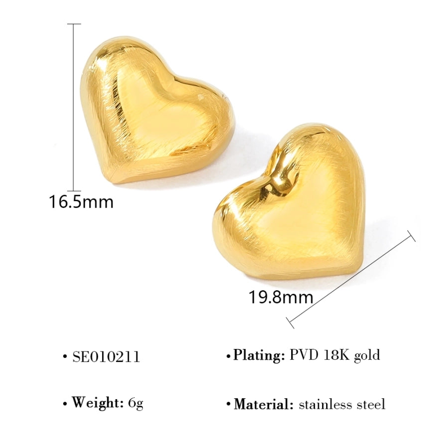 Heart Shape Earrings [304 Stainless Steel,18K Gold Plated]