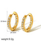 Colored Zircon Hoop Earrings [304 Stainless Steel,18K Gold Plated]