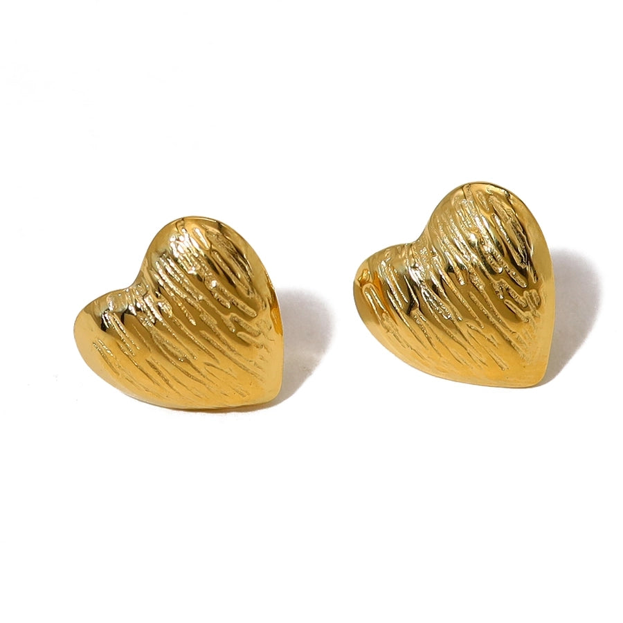 Heart Shape Earrings [304 Stainless Steel,18K Gold Plated]