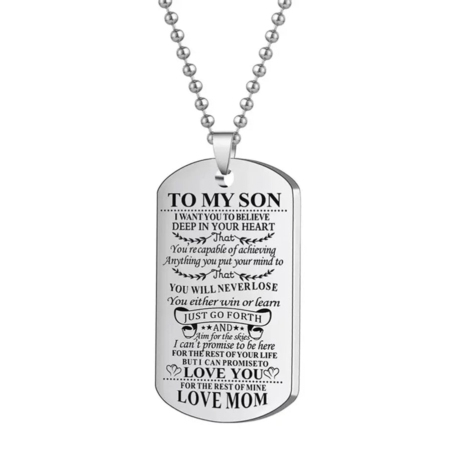 Iron Carving Son Pendant Necklace [304 Stainless Steel]