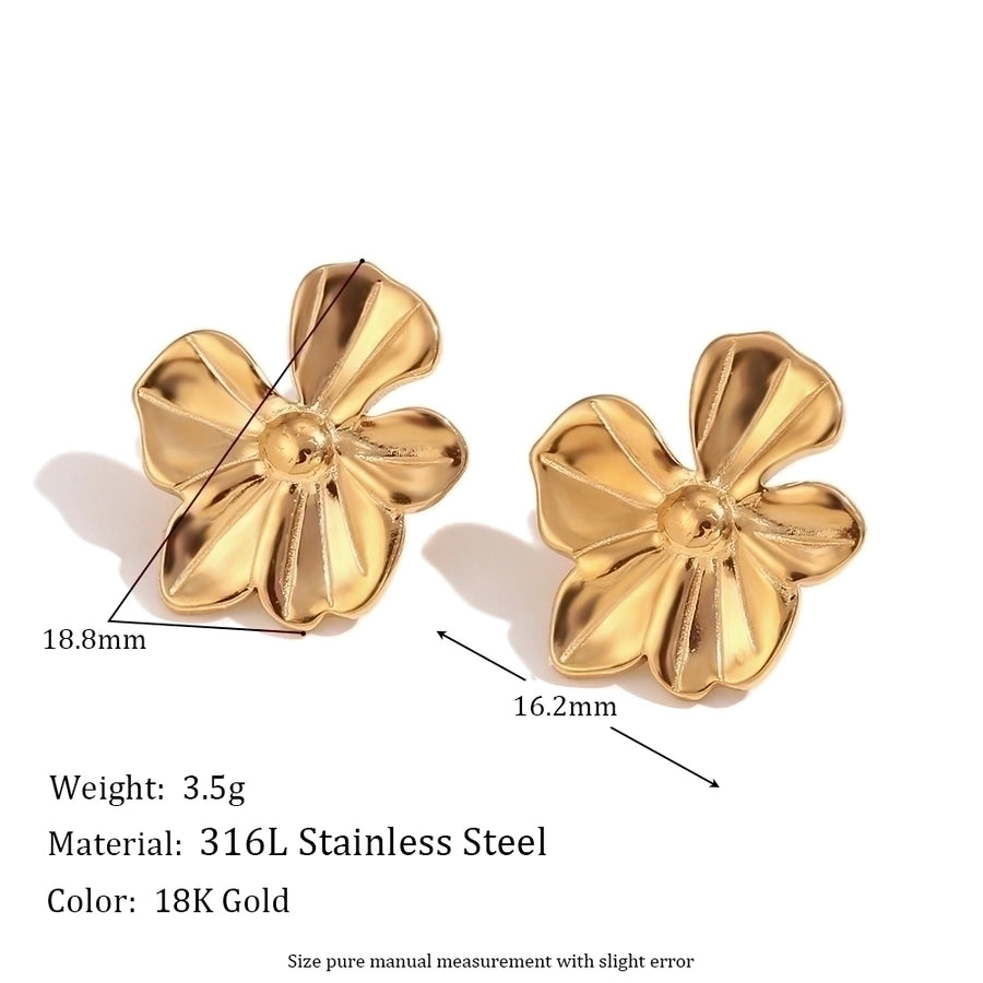 Blumenohrringe mischen [304 Edelstahl, 18K Gold plattiert]