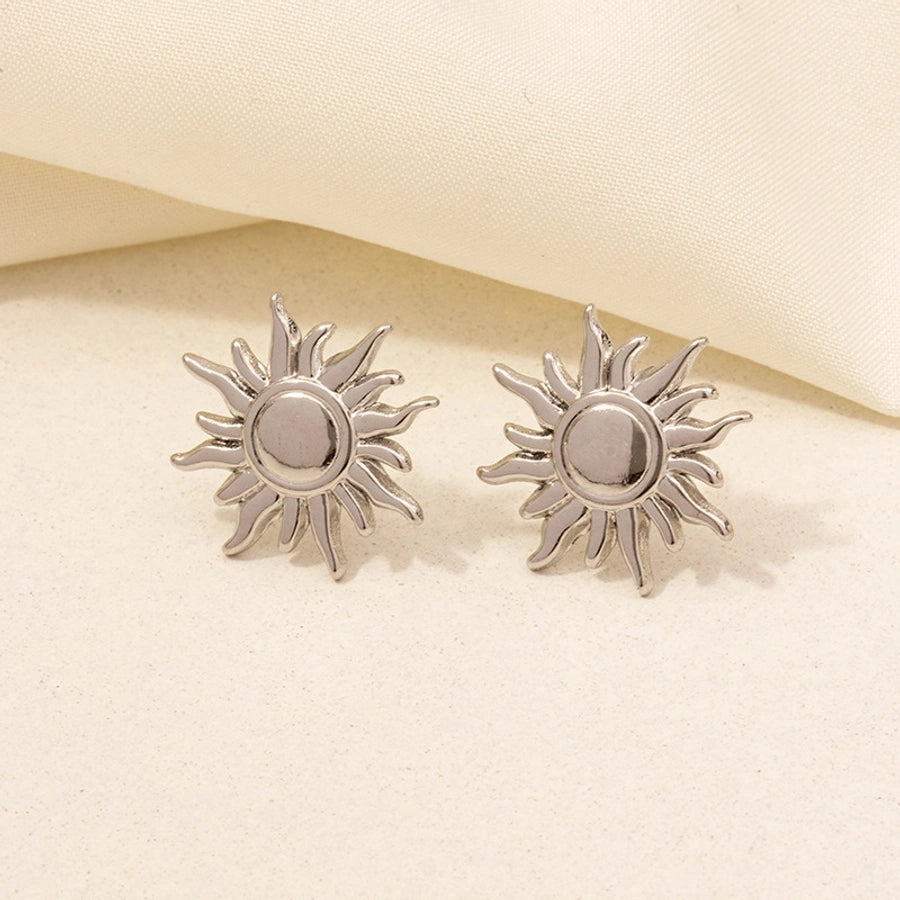 Round Style Sun Moon Earrings [304 Stainless Steel,18K Gold Plated]