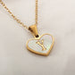 Letter Shell Heart Pendant Necklace [304 Stainless Steel,18K Gold Plated]