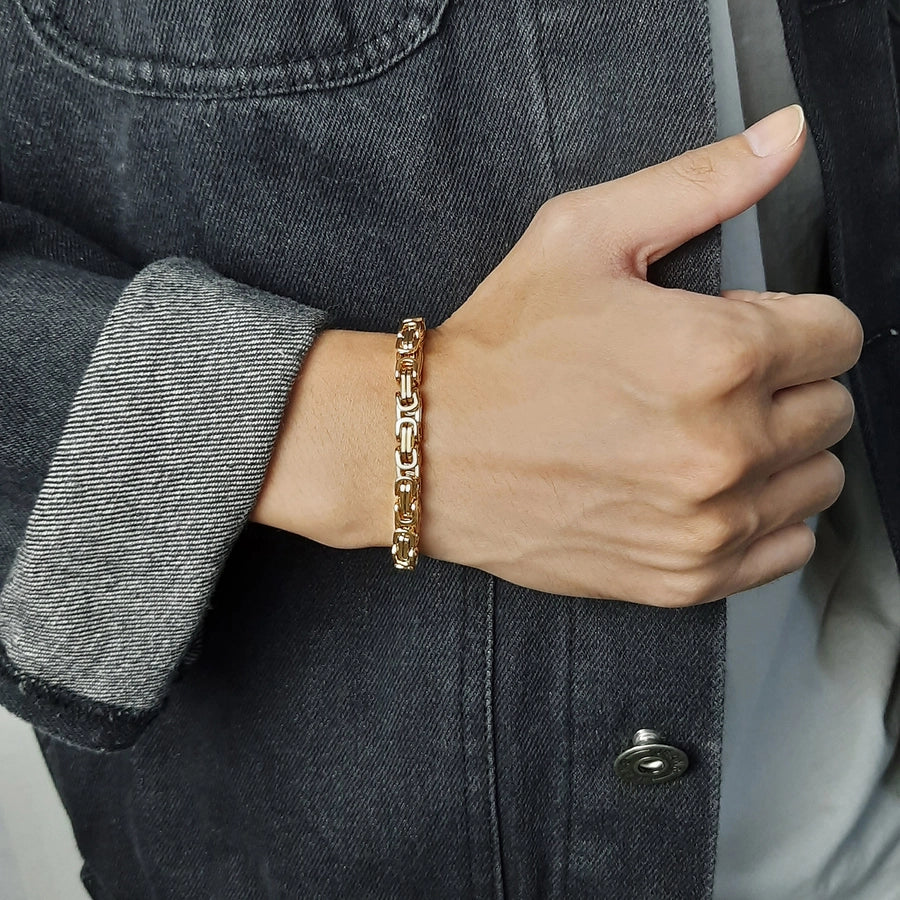 Basic Punk Solid Color Bracelet[304 Stainless Steel 18K Gold Plated]