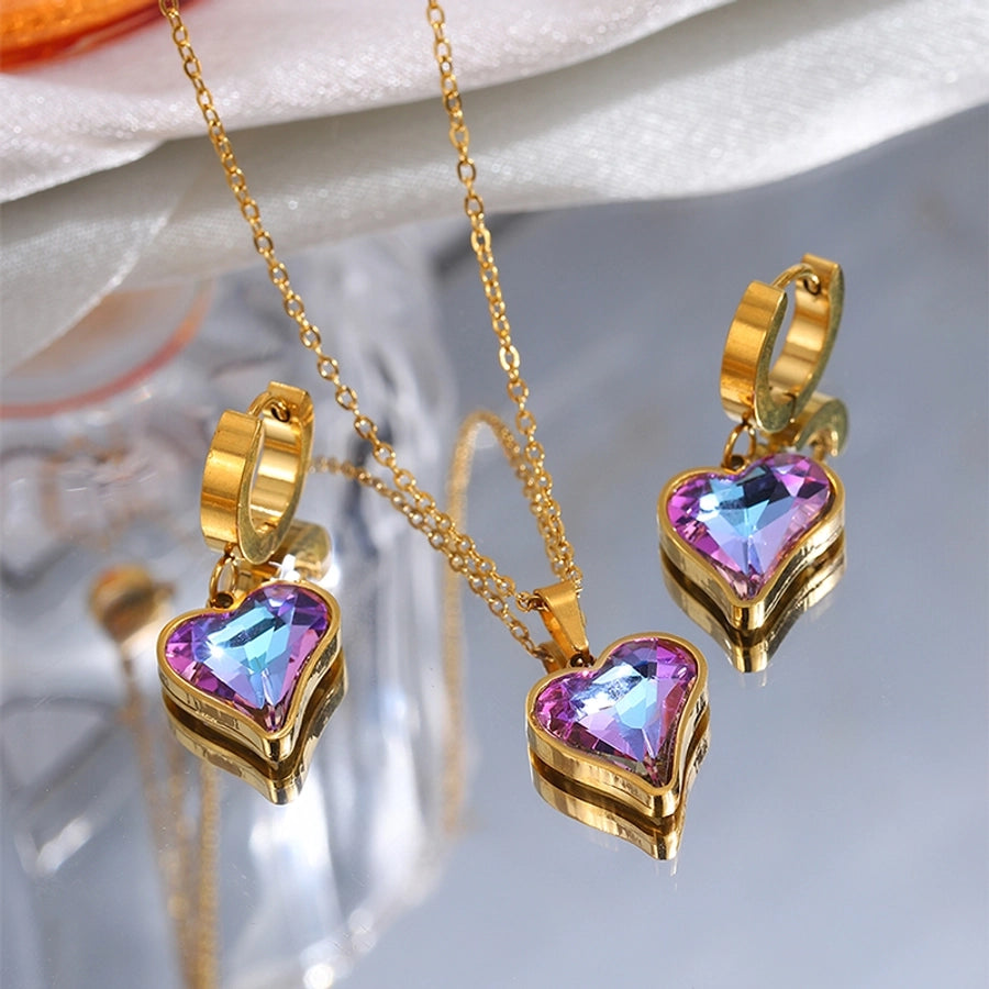 Heart Shape Flower Butterfly Jewelry Set [304 Stainless Steel]