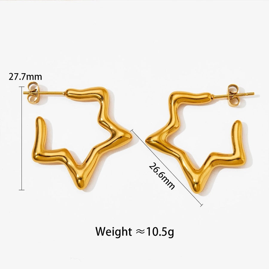 Star -oorbellen [304 roestvrij staal, 16K vergulde goud]