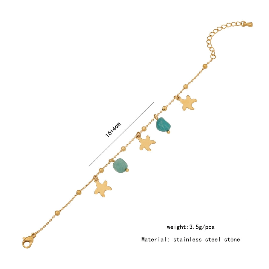 Pulsera de pescado de concha de estrella marina [304 acero inoxidable, 18k dorado chapado]