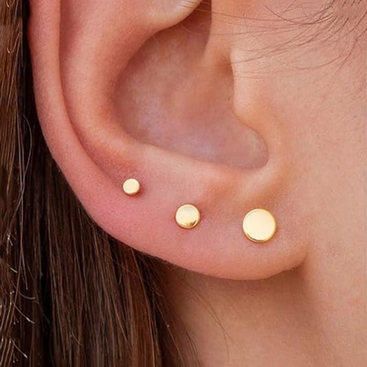 Boucles d'oreilles à goujon rondes plates [304 en acier inoxydable]