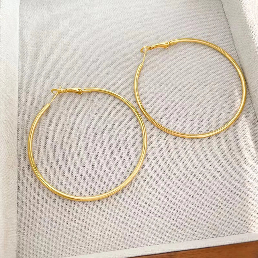 Classic Style Round Hoop Earrings [304 Stainless Steel,18K Gold Plated]