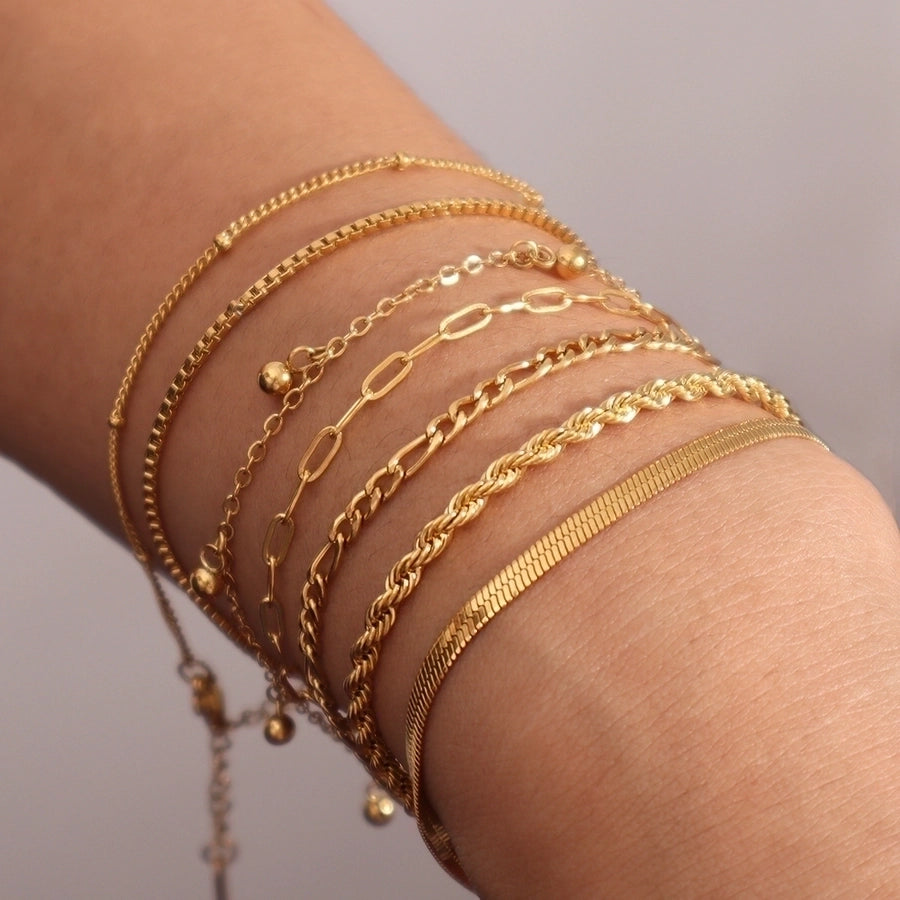 Braceletas de cadena [316L de acero inoxidable, 18K de oro chapado]