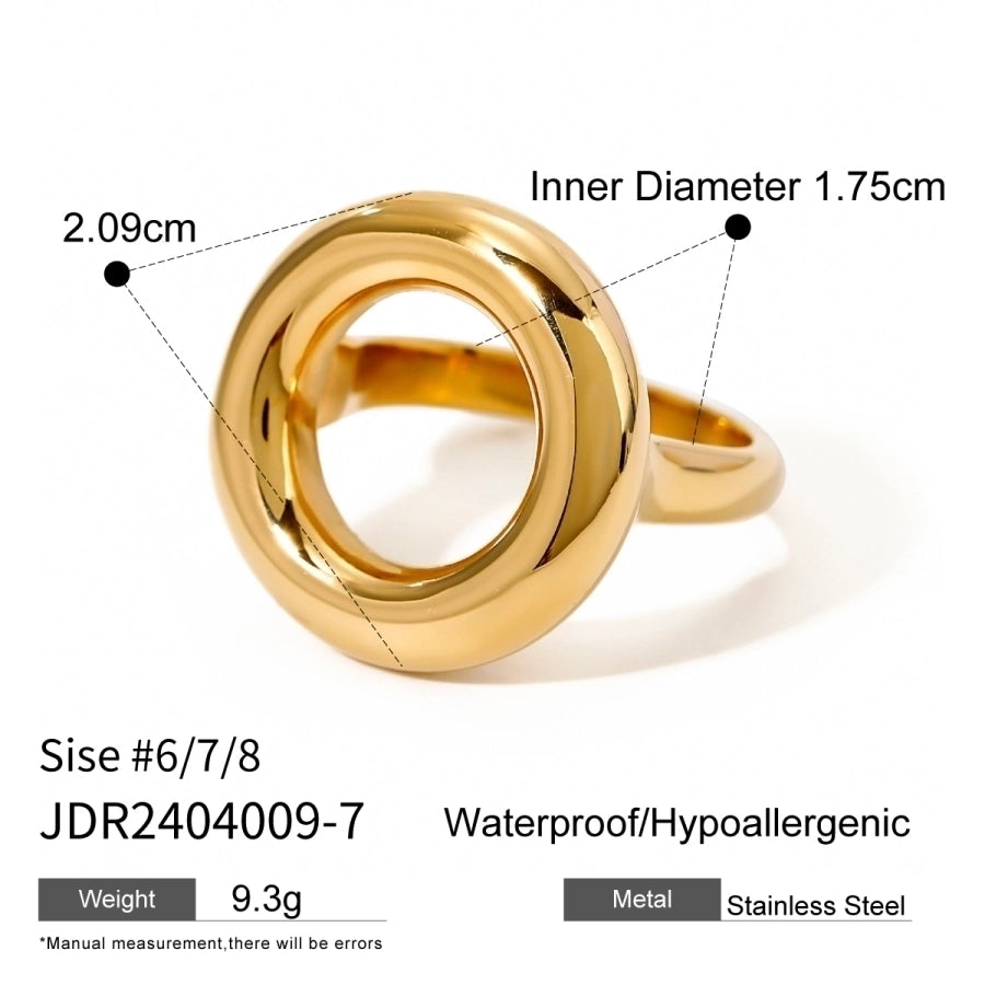 Round Hollow Ring [304 Stainless Steel, 18K Gold Plated]