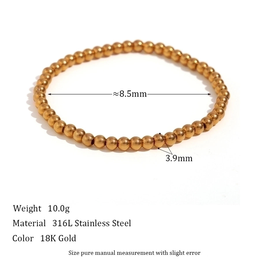 Elastic Beads Band Bracelet [304 Stainless Steel, 18K Gold Plated]