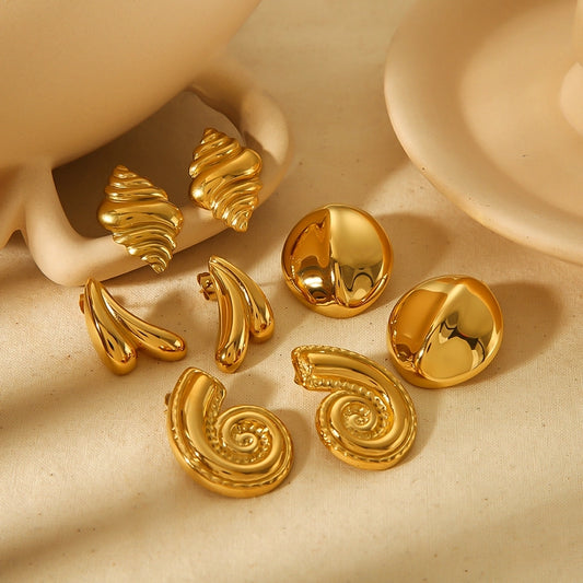 Mix Shell Earrings [304 Stainless Steel,18K Gold Plated]