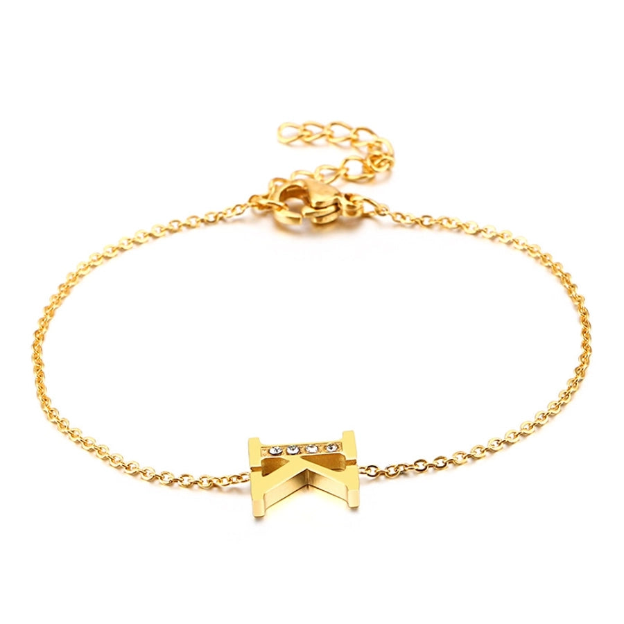 Letter Bracelets [304 Stainless Steel,18K Gold Plated]