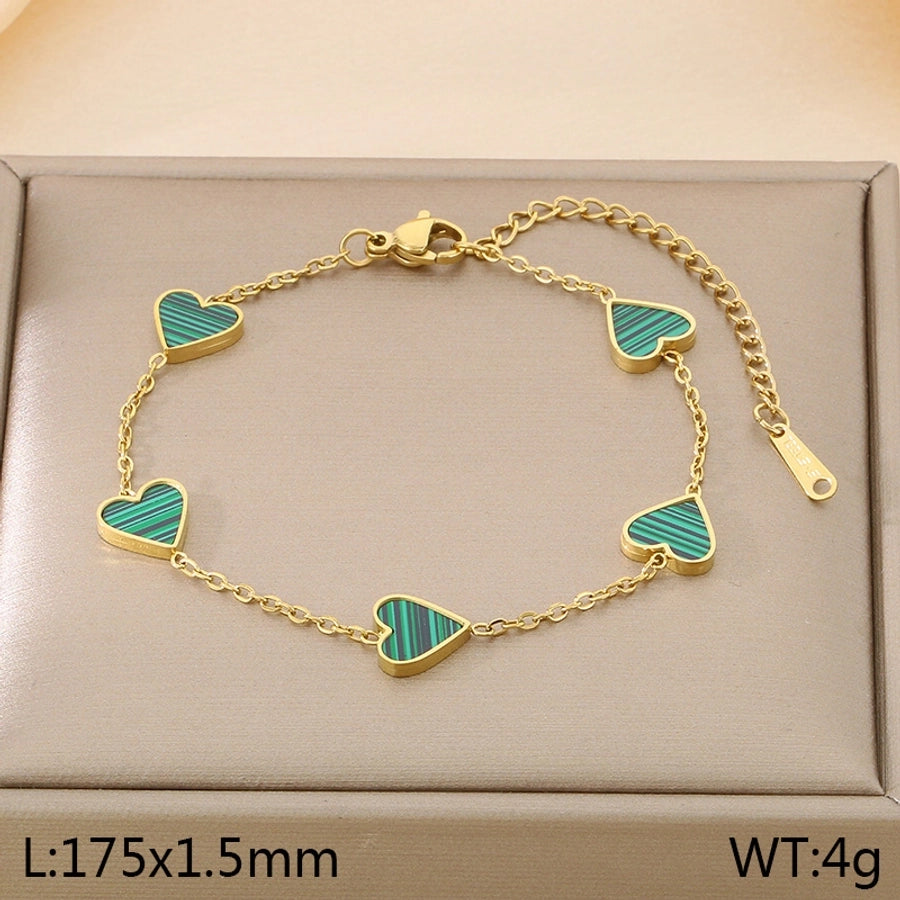 Acrylic Heart Cable Chain Bracelets [304 Stainless Steel,18K Gold Plated]