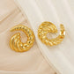 Swirl Croissant Polishing  Ear Studs [304 Stainless Steel,18K Gold Plated]