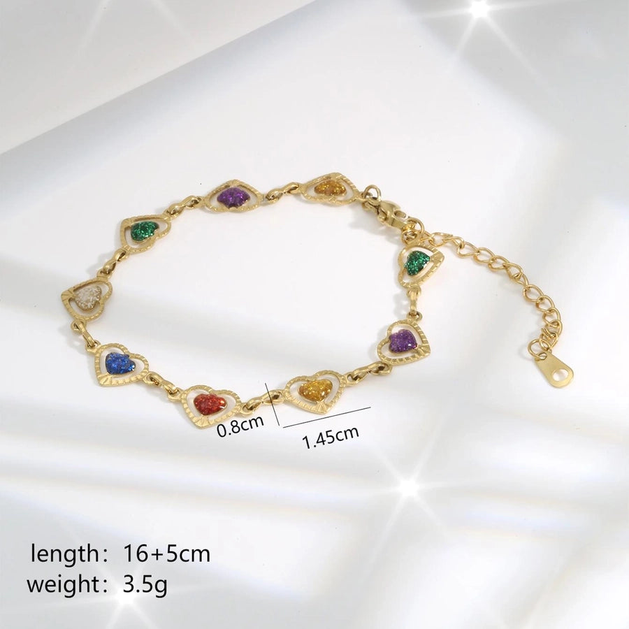 Heart Shape Bracelet [304 Stainless Steel, 18K Gold Plated]