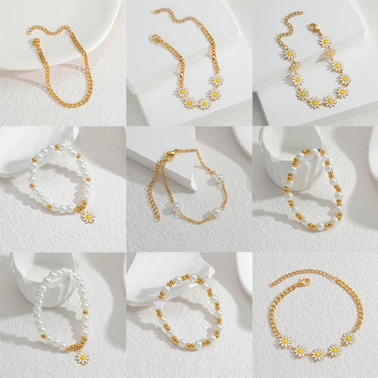 Pulseras de flores elegantes [304 acero inoxidable]