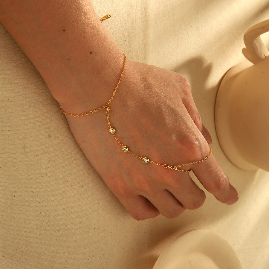 Finger Chain Bracelets [304 Stainless Steel, 18K Gold Plated]