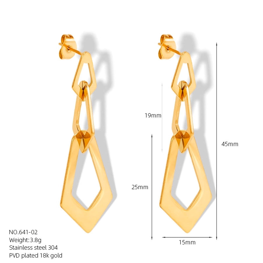 Heart/Rhombus/Round Drop Earrings [304 Stainless Steel,18K Gold Plated]