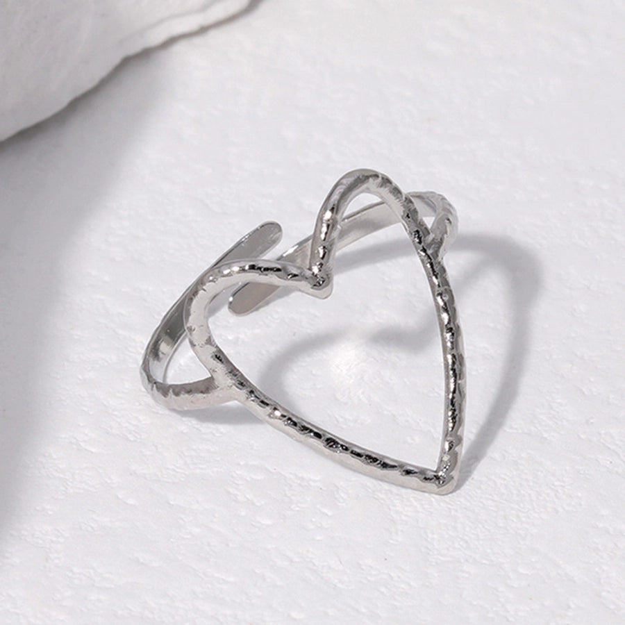 Hollow Heart Open Ring [304 Stainless Steel, 18K Gold Plated]