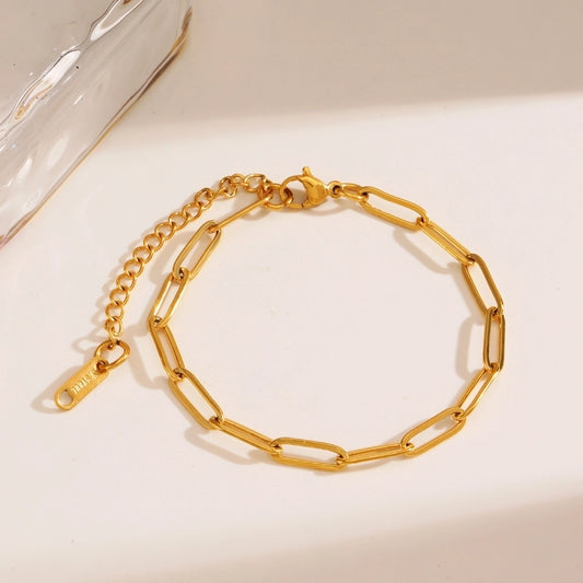 Link -kettingarmband [304 roestvrij staal, 18K vergulde goud]