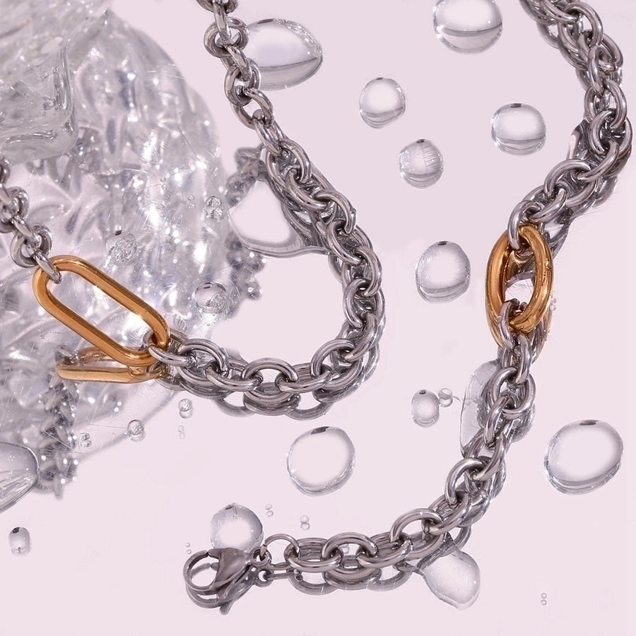 Silver Cable Chain Bracelet/Necklace [304 Stainless Steel,18K Gold Plated]