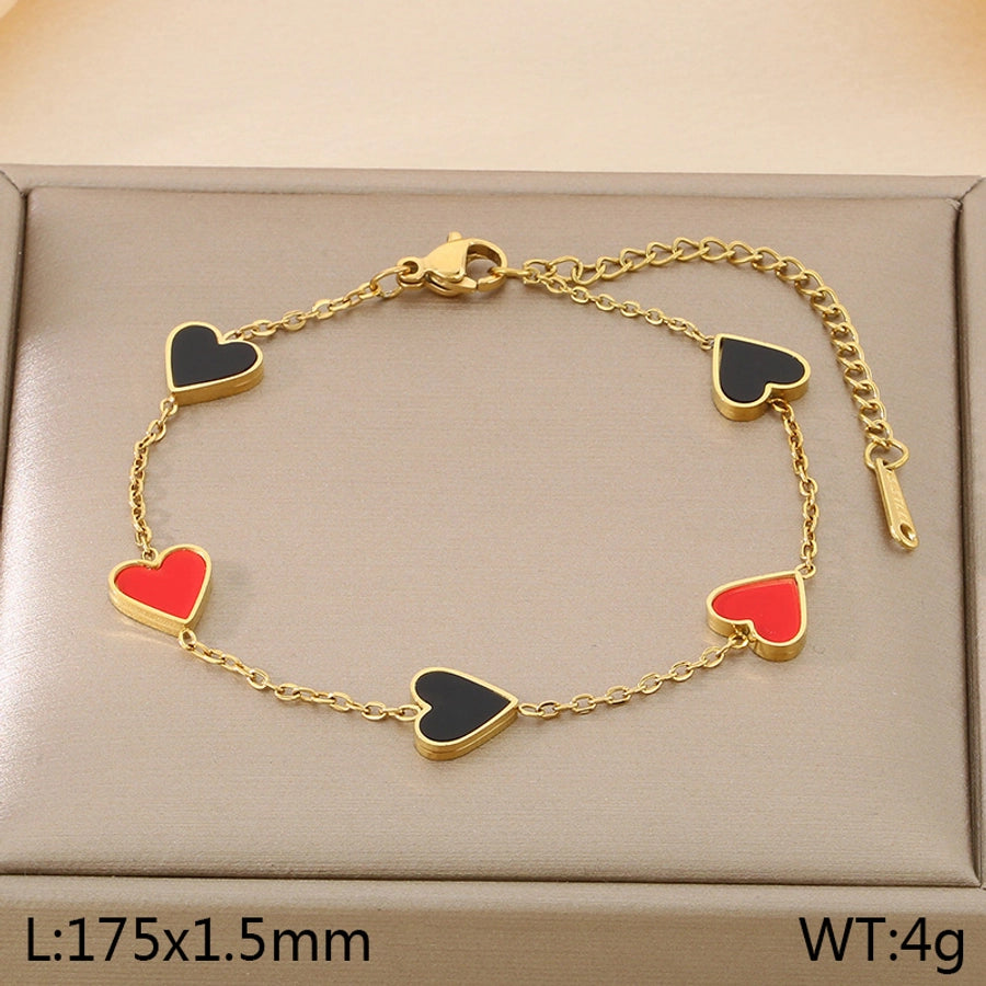 Acrylic Heart Cable Chain Bracelets [304 Stainless Steel,18K Gold Plated]