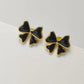 Blue Black Bow Knot Stud øreringer [304 rustfritt stål, 18K gullbelagt]