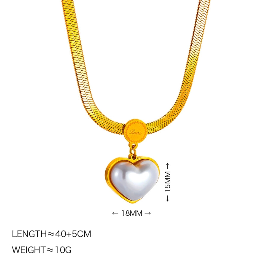 V Shape Devil's Eye Heart Shape Necklace [304 Stainless Steel 18K Gold Plated]