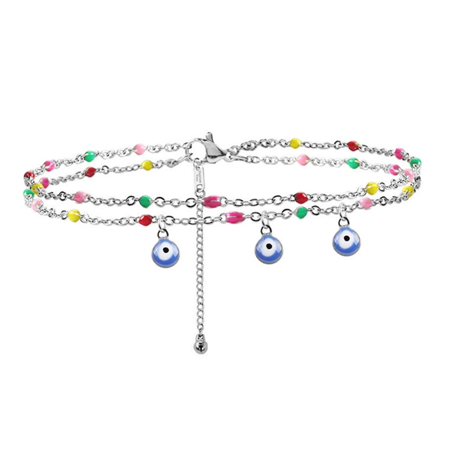 Colorful devil's eye Anklet [Stainless Steel]