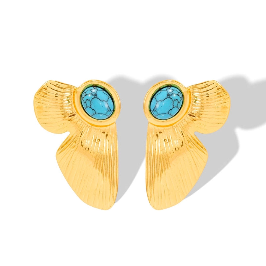 Turquoise Stone Earring [304 Stainless Steel,18K Gold Plated]