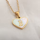 Letter Shell Heart Pendant Necklace [304 Stainless Steel,18K Gold Plated]