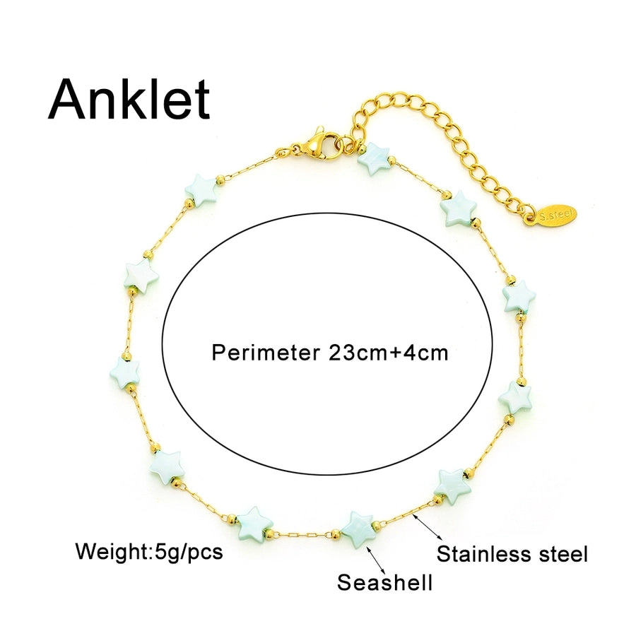 Anklet d'étoile colorée [304 en acier inoxydable, 18 carats en or]