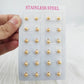 12 pairs Casual Round Beads Earrings Set [304 Stainless Steel]