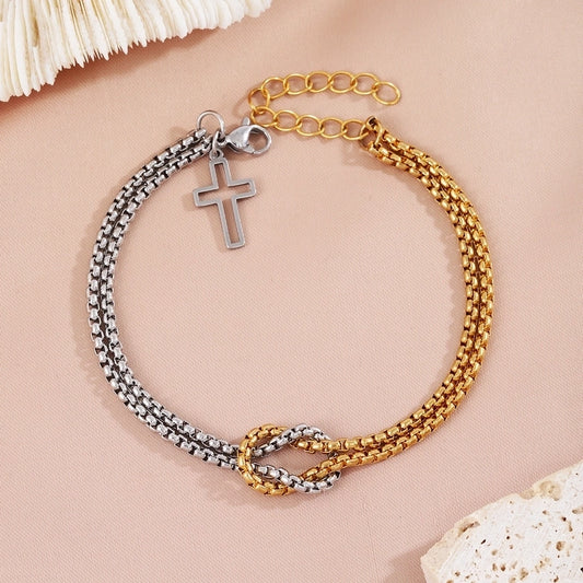 Romeinse stijl knopen armband [304 roestvrij staal 18k goud vergulde]