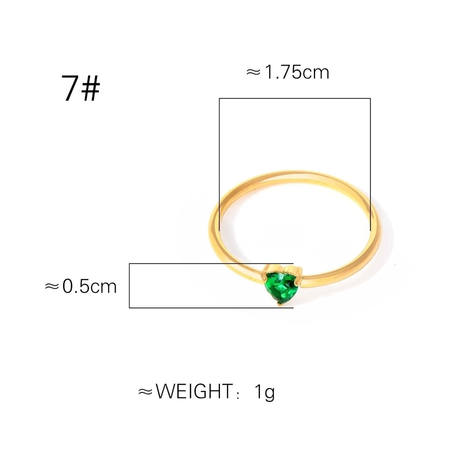 Heart Shape Rhinestones Ring [304 Stainless Steel, 18K Gold Plated]