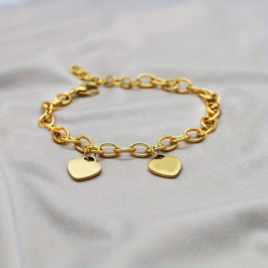 Multiple Hearts Chain Bracelet [Stainless Steel,18K Gold Plated]