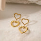 Double Hanging Hearts Earrings [304 Stainless Steel,18K Gold Plated]