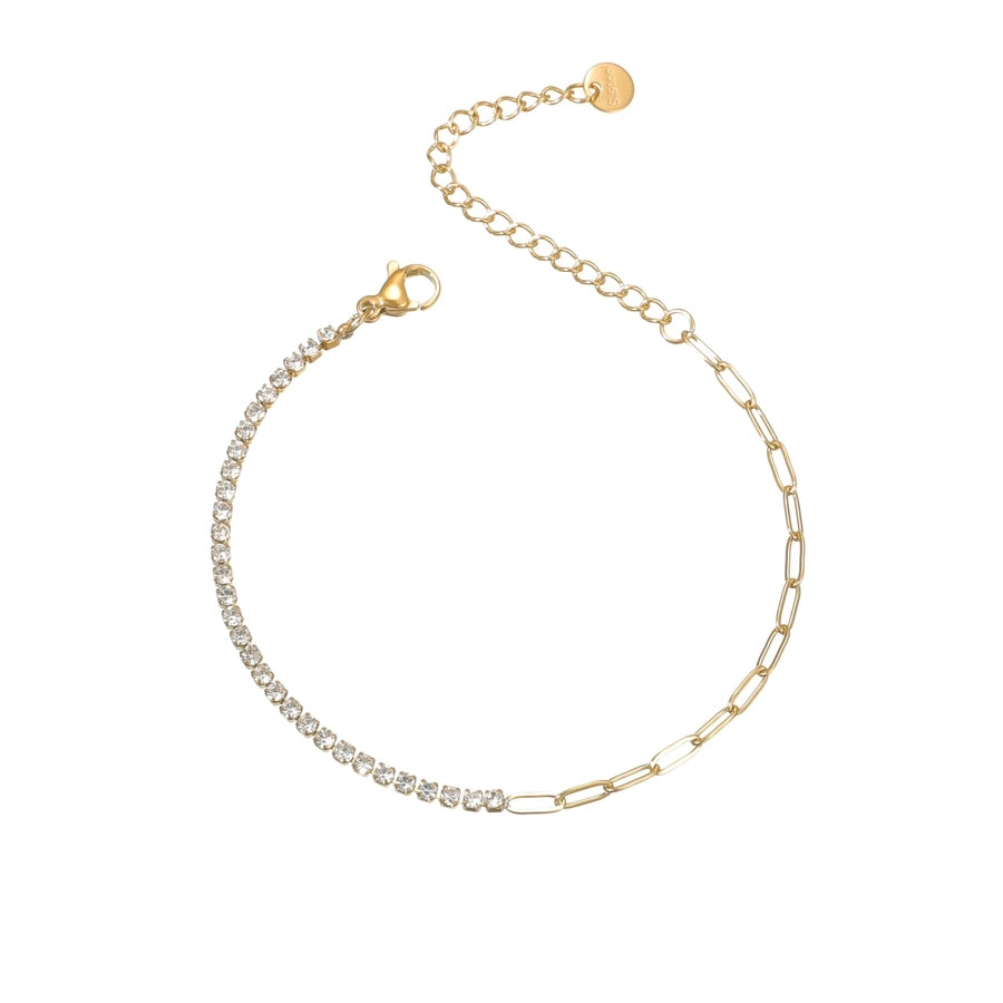 Zircon Paperclip Tennis Chain Bracelet [304 Stainless Steel]