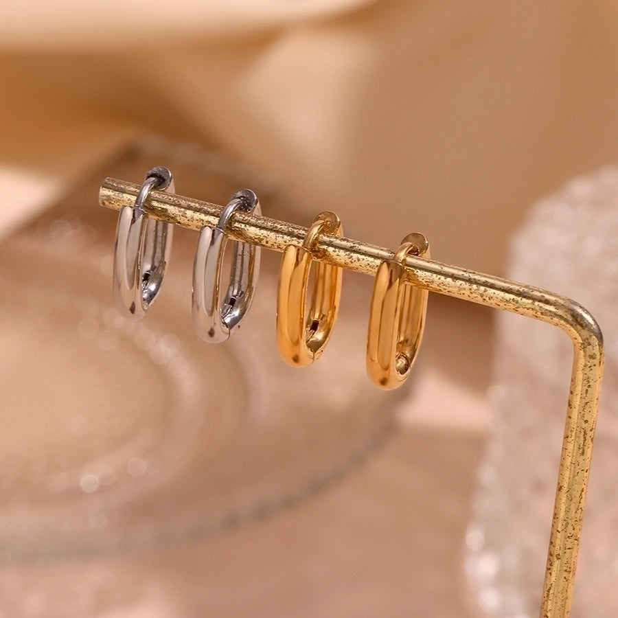 Oval Thick Earrings [304 Stainless Steel,18K Gold Plated]