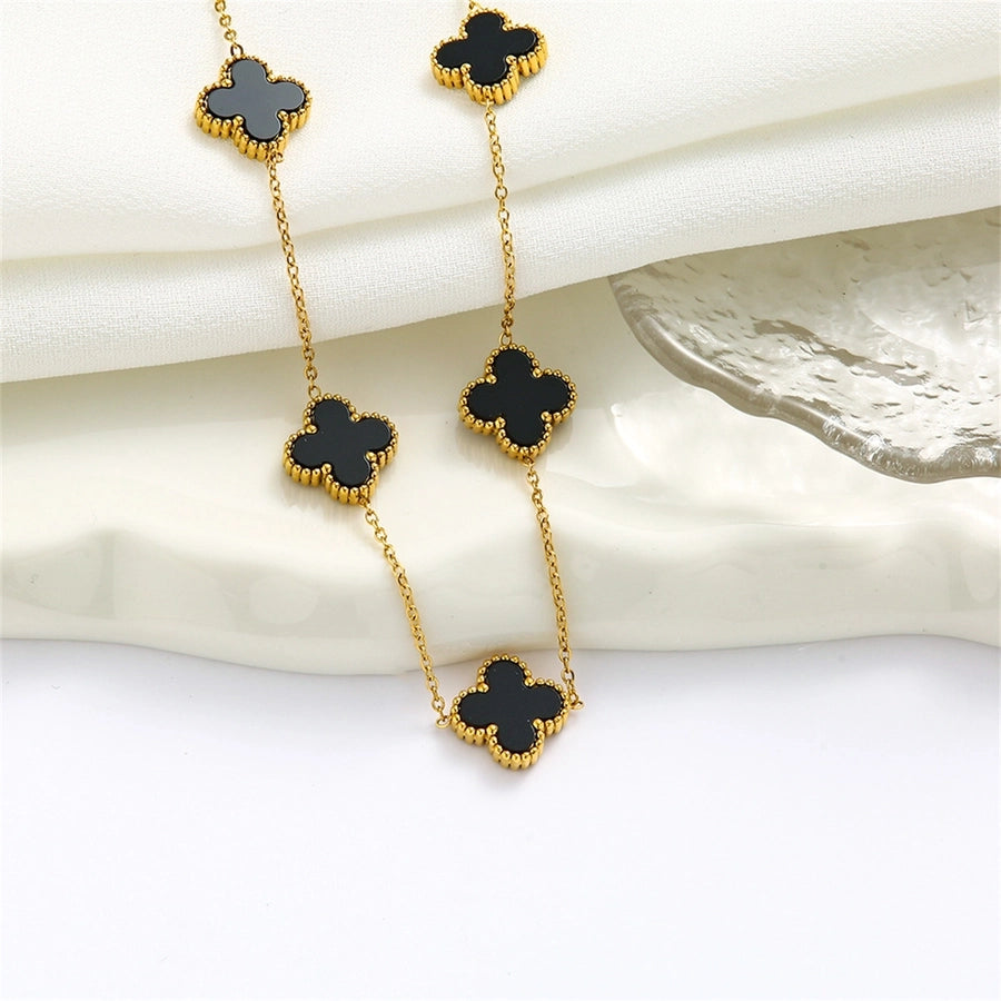 Four Leaf Clover Necklace [304 Stainless Steel,18K Gold Plated]