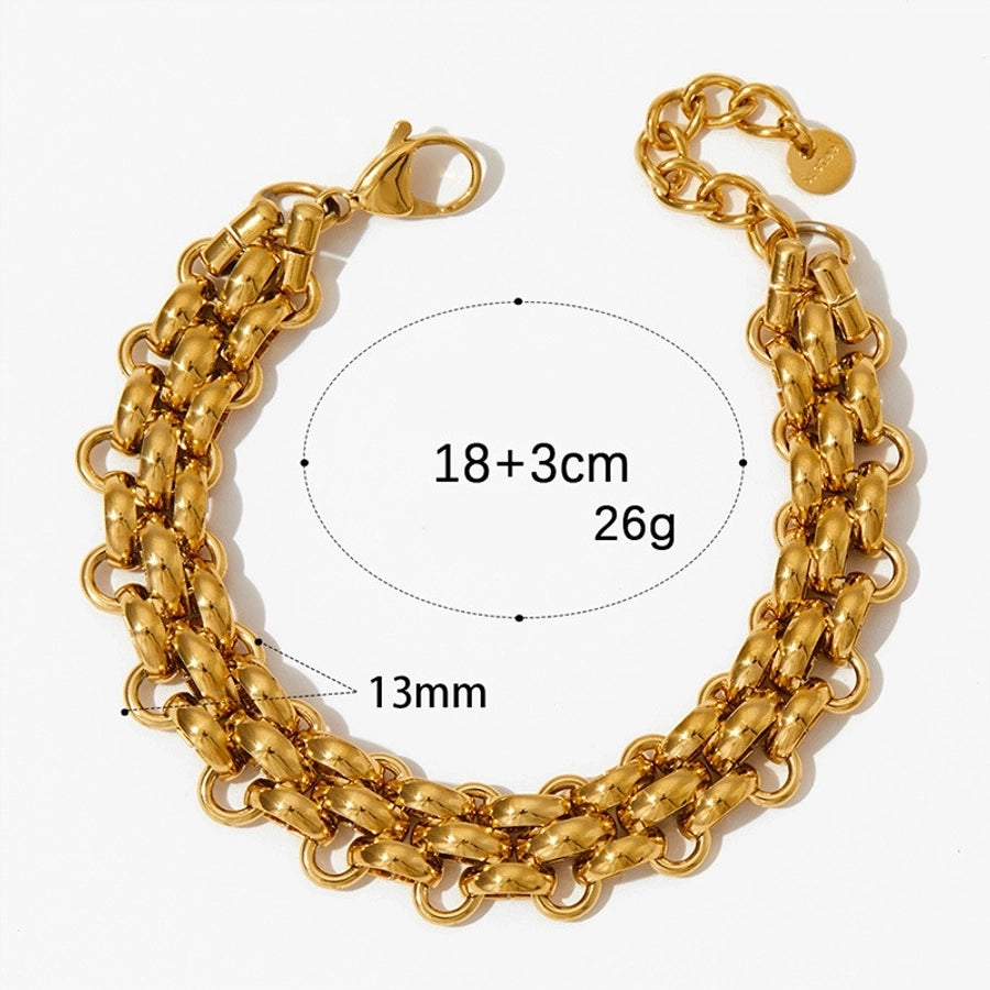 Thick Chain Bracelets [304 Stainless Steel,16K Gold Plated]